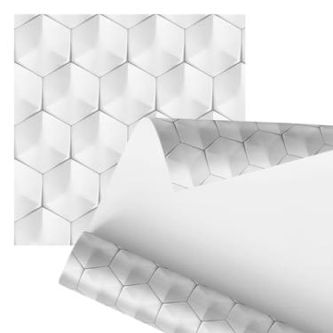 Imagem de Papel de Parede Branco, Decorativo, Autoadesivo, 2,80 Metros, Design Geométrico Moderno