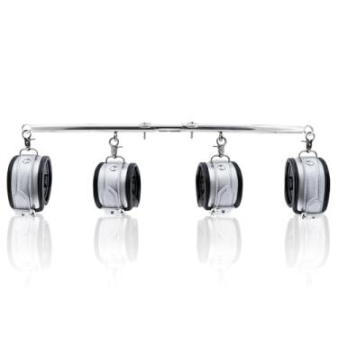 Imagem de Barra giratória de aço inoxidável resistente com 4 peças de poliuretano acolchoado para academia em casa, equipamento de estúdio para ioga, pilates, treinamento físico e muito mais. (prata)