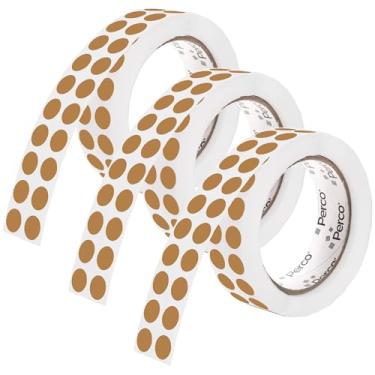 Imagem de Perco Etiquetas adesivas de ponto circular perfurado de 1/2 polegada marrom Kraft — 3 rolos, 9.000 adesivos redondos — natural, superfície semelhante a papelão com adesivo permanente para organização