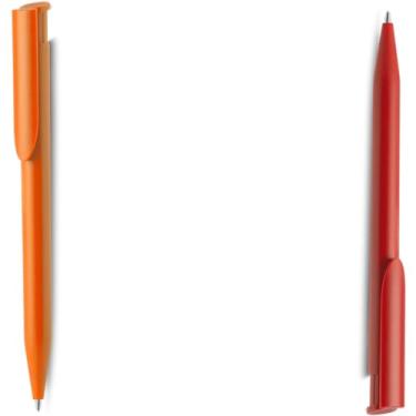 Imagem de Caneta Esferográfica Retrátil, Corpo em Bambu com Detalhes Cinza Fosco, Escrita Azul, 0.7mm, Ambidestra (Laranja e Vermelho)