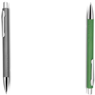 Imagem de Caneta Esferográfica em Alumínio, Escrita Azul, Retrátil com Grip Antiderrapante, Uso Profissional, 10 Unidades (Cinza e Verde)