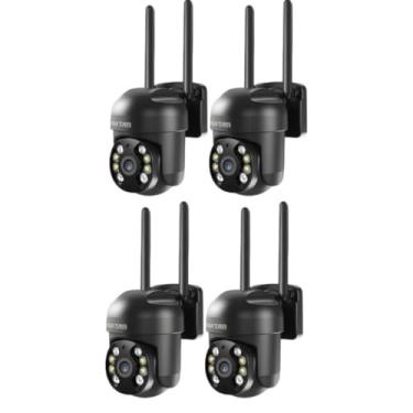 Imagem de ANJ.GG Câmera de Segurança Interna/Externa, Dome PTZ, 1080p/720p, Detecção de Movimento, Monitoramento Residencial, U2-preto*4, Wi-Fi/Com Fio, Visão Noturna, AC/DC