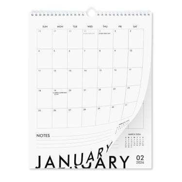 Imagem de Calendário de parede vertical moderno 2024-2025 - calendário de 18 meses janeiro de 2024 a junho de 2025 | 28 x 35 cm, design elegante preto e branco com encadernação espiral de fio duplo