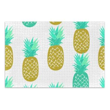 Imagem de Quebra-cabeça de verão tropical azul-petróleo abacaxi 500 peças para adultos cenário floral arte quebra-cabeça cena outono elefante branco presentes de festa, 51 x 35 centímetros