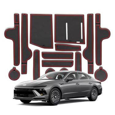 Imagem de VEIROOM Tapetes de suporte de copo para Hyundai Sonata 2024-2025, 15 peças/conjunto, macio, antiderrapante, impermeável, à prova de arranhões, forro para porta para Sonata 2025 2024 acessórios