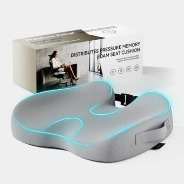 Imagem de Almofada de assento extra grande de espuma viscoelástica para cadeira de escritório, carro e casa – Almofada ergonômica para alívio da dor ciática e cóccix, travesseiro confortável para sentar