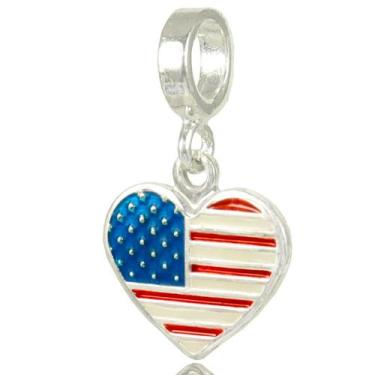 Imagem de Berloque Charms Bandeira Coração Paises Nações Prata 925 - La&Ny Prata