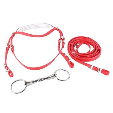 Imagem de Ainoli PVC ajustável cavalo freio rédea arnês headstalls removível aço inoxidável oco bridão