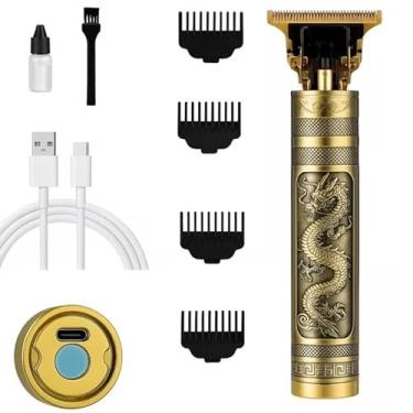 Imagem de Máquina Profissional Dragão Acabamento Sem Fio Cabelo Barba Pezinho Limitador de Lamina Ajustável