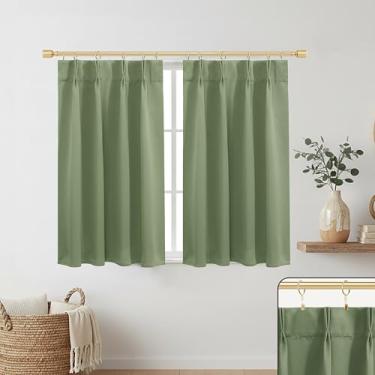 Imagem de Cortina de porta para janela de porta, cortinas blackout pequenas plissadas para porta traseira para janela interna de 101 cm de comprimento, verde sálvia