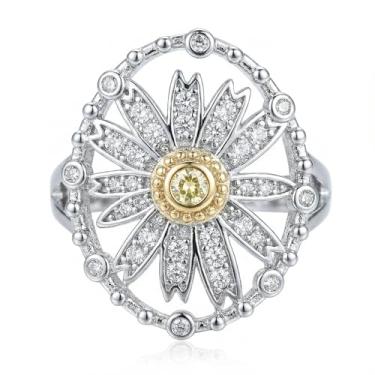 Imagem de Izpack Delicado anel de declaração de margarida CZ para mulheres, cristal floral, pétala, geometria, oval, ajustável, aberto, compromisso, noivado, noivado, joias delicadas para filhas, aniversário