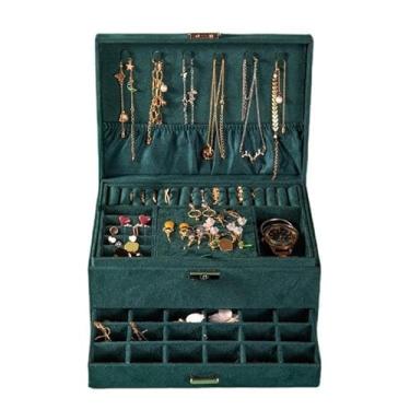 Imagem de Caixa de Armazenamento Joias Veludo Multicamadas Organizador Premium para Brincos Colares e Pulseiras Case Doméstico Prático