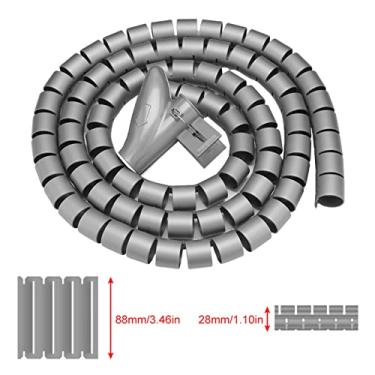 Imagem de Naroote Tubo Flexível de Envoltório Espiral para Organizador de Cabos para Uso Doméstico e de Escritório Com Solução Zip-up - Tubo de Armazenamento de Fio de 5 Pés para TV e Monitor de Computador