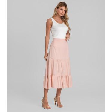 Imagem de Saia Midi Feminina Duas Marias Em Viscose Dianna Marrom, M, Marrom