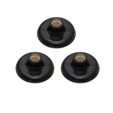 Imagem de Kit Plafon Preto 3 unidades 100w Bocal Porcelana Plafonier - Durale