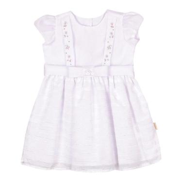 Imagem de Vestido Luxo Bebê Menina Batizado Verão Branco Paraiso 15497-Feminino