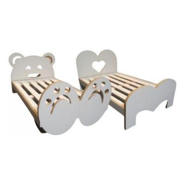 Imagem de Cama Para Boneca Kit Com Modelos Coração E Urso Em Mdf - Mbrasil, Bran