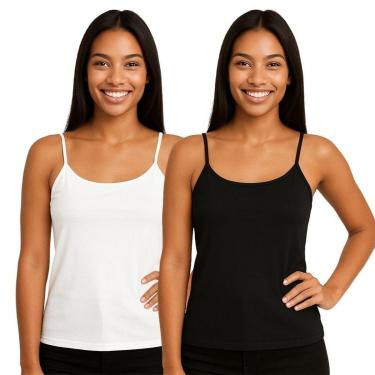 Imagem de Kit 2 Blusas Regata Feminina de Alcinha Lisa-Feminino