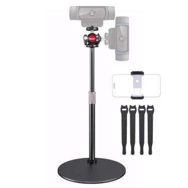 Imagem de Etour Suporte de webcam para mesa, com cabeça esférica 360, tripé ajustável de altura de base pesada para webcam Logitech C922 C930e C920 C615 C960 C920x BRIO 4K NexiGo N60, suporte para telefone
