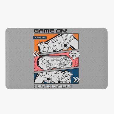 Imagem de Tapete Para Quarto Infantil Estampado Gamer Level Up 60cm X 40cm - Base Antiderrapante