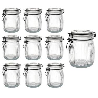 Imagem de Kit 10 Pote Hermético Mantimento Alimentos Cozinha Versalhes 800ml Tam