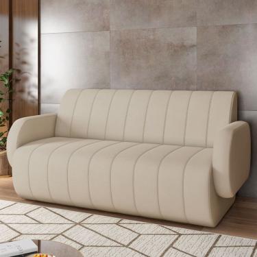 Imagem de Sofá 2 Lugares Sala Living Orgânico 168cm Fávara K01 Veludo Bege - Lyam Decor