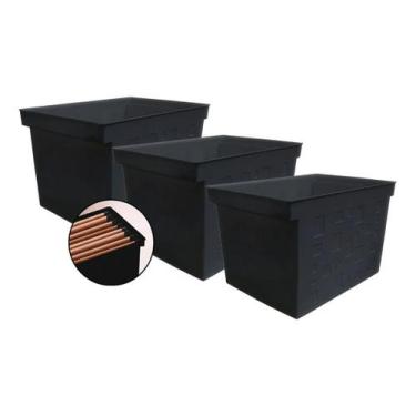 Imagem de Kit 3 Caixa Arquivo Multiuso Larga Pasta Suspensa Dello Preto - Delo