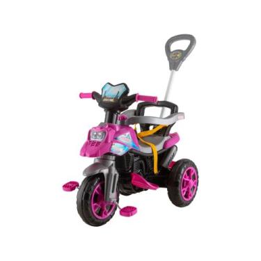 Imagem de Triciclo Moto Trail Infantil 2 Em 1 Com Pedal Maral Rosa, Rosa e Preto