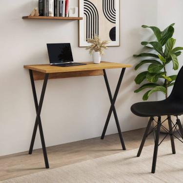 Imagem de Mesa Home Office X 120x60 com Estrutura em Ferro para Computador - Ferro Preto Tampo Fr...