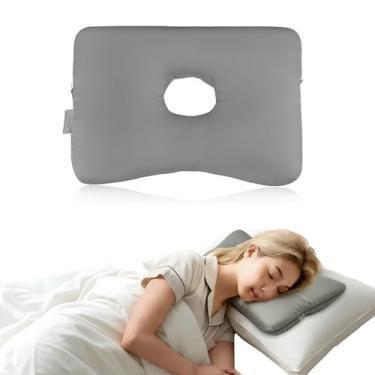 Imagem de Travesseiro de cetim para piercing de orelha – Travesseiro removível lavável grande para pessoas que dormem de lado, almofada de dormir lateral donut para alívio da dor, dor de pressão, protetor de