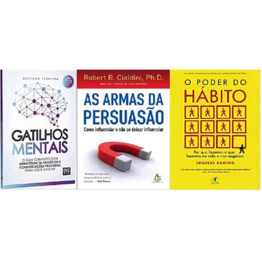 Imagem de Kit 3 Livro Arma Persuasao + Gatilhos Mentais + Poder Hábito
