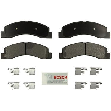 Imagem de BOSCH BE756H Conjunto de pastilhas de freio a disco semimetálico azul com ferragens - Compatível com Ford F-250 Super Duty, F-350 Super Duty; FRENTE