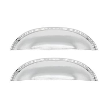 Imagem de 2 Puxador Guarda Roupa Colonial Meia Lua Concha Prata Bronze (Cromado)