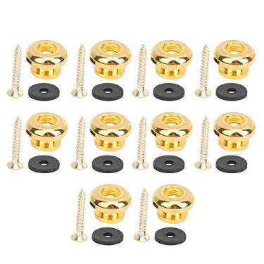 Imagem de Botão de extremidade de guitarra, pequeno em tamanho, fácil de carregar, não é fácil de danificar, leve durável para baixo, guitarra e ukulele DIY (ouro)