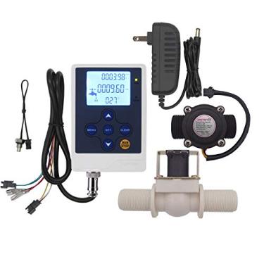 Imagem de DIGITEN Controle de fluxo de água Controlador de exibição LCD + G3/4" Hall Sensor Medidor de fluxo do medidor de fluxo Contador+G3/4" Válvula solenoide normalmente fechada N/C+12V de energia