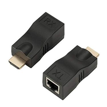 Imagem de itchoate Cat-5E Cat6 30M Hdmi para Rj45 Extender Cabo de Rede Repetidor Hdmi Extensor 4 K Hdmi 1.4 30 M Extensor - preto