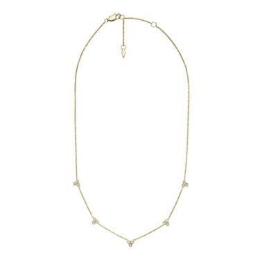 Imagem de Fossil Colar feminino Sutton Trio Glitz aço inoxidável, cor: dourado (modelo: JF04115710), One Size, Aço inoxidável, Cristal