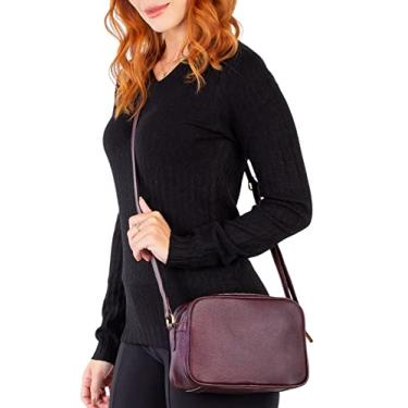 Imagem de Bolsa quadrada pequena de couro liso Diana - Marsala