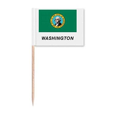 Imagem de Bandeira do estado americano com contorno de Washington para palito de dente marcador para decoração de festa