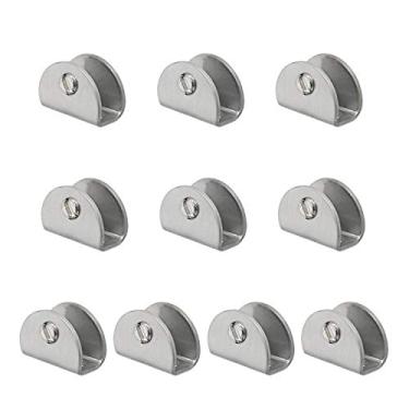 Imagem de Aopin Suporte de prateleira de vidro, clipes de vidro ajustáveis, suportes de braçadeira de vidro, acabamento escovado de superfície plana de aço inoxidável, para 6 ~ 8 mm / 0,23 ~ 0,31 espessura prateleira de madeira/acrílico/vidro, 10 peças (semicirculo)