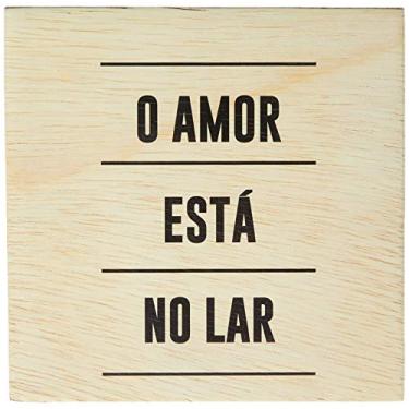 Imagem de Arte Maníacos Bloco em madeira O Amor Está No L(ar) - 15x15cm