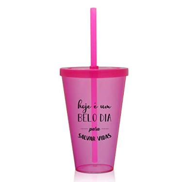 Imagem de 2 Copos com tampa e canudo Rosa Personalizado Acrílico Enfermagem