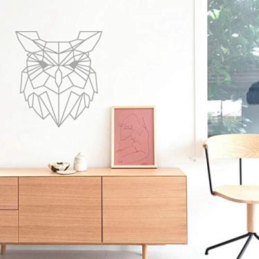 Imagem de Adesivo De Parede Coruja Geométrica tamanho 70cm x 60cm cinza claro