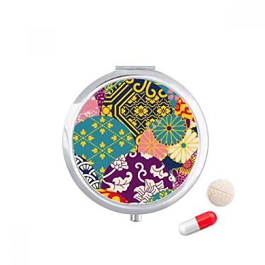 Imagem de Caixa de comprimidos de flores, folhas padrão chinês, estilo japonês, bolso para remédios