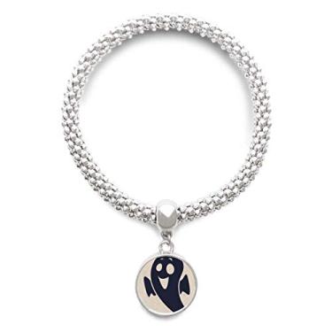 Imagem de DIYthinker Bracelete com pingente de prata do Pequeno Diabo Emaciado de Dia das Bruxas com corrente ajustável