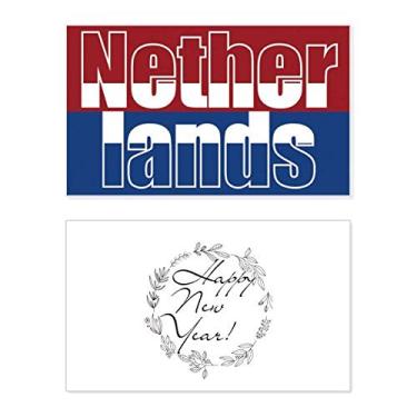 Imagem de Países Baixos Nome da Bandeira de Ano Novo Festival Cartão de felicitações Mensagem Abençoada Presente