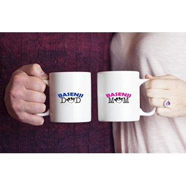Imagem de Caneca divertida para casal Basenji – pai Basenji – mãe Basenji – presente para amantes de Basenji – ideia exclusiva de presentes de cerâmica (pai e mãe)