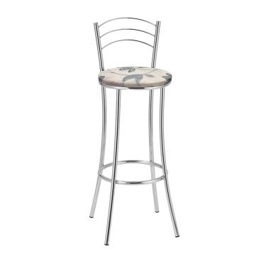 Imagem de Kit 2 Banquetas Cromadas BC26A de Metal e Assento Espuma D15 Treparoni - Bege com Cinza