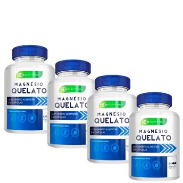 Imagem de 4Un Magnesio Quelato 500mg 100% Puro Maxima Absorção Kit 8 Meses Ecomev