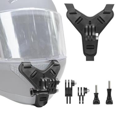 Imagem de Haoyou Alça de suporte de queixo compatível com Gopro Hero 12 11 10 9 8 7, acessórios de montagem para extensão de capacete de motocicleta (preto)